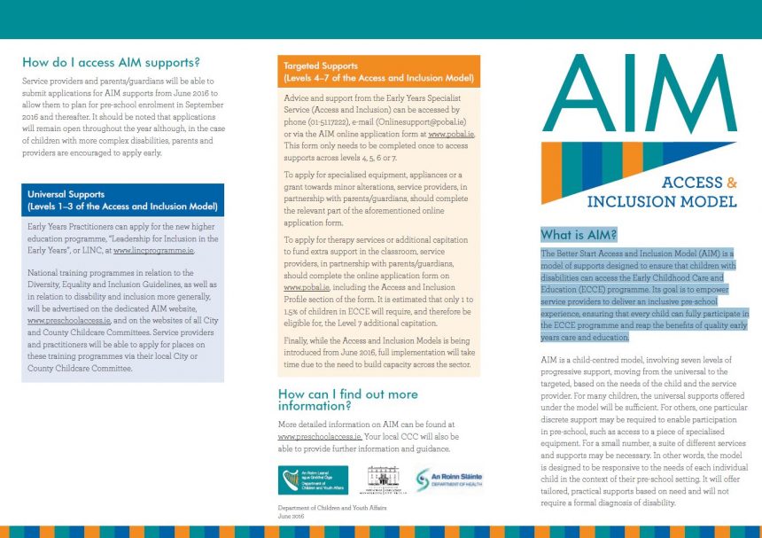 AIM brochure pic Better Start Access and Inclusion Model (AIM)